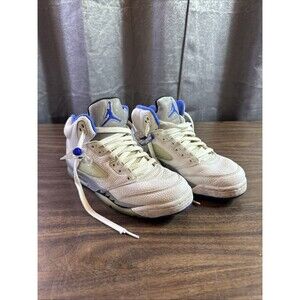 Nike Air Jordan 5 Retro Boys Size 5.5Y White Stealth Blue 440888-140